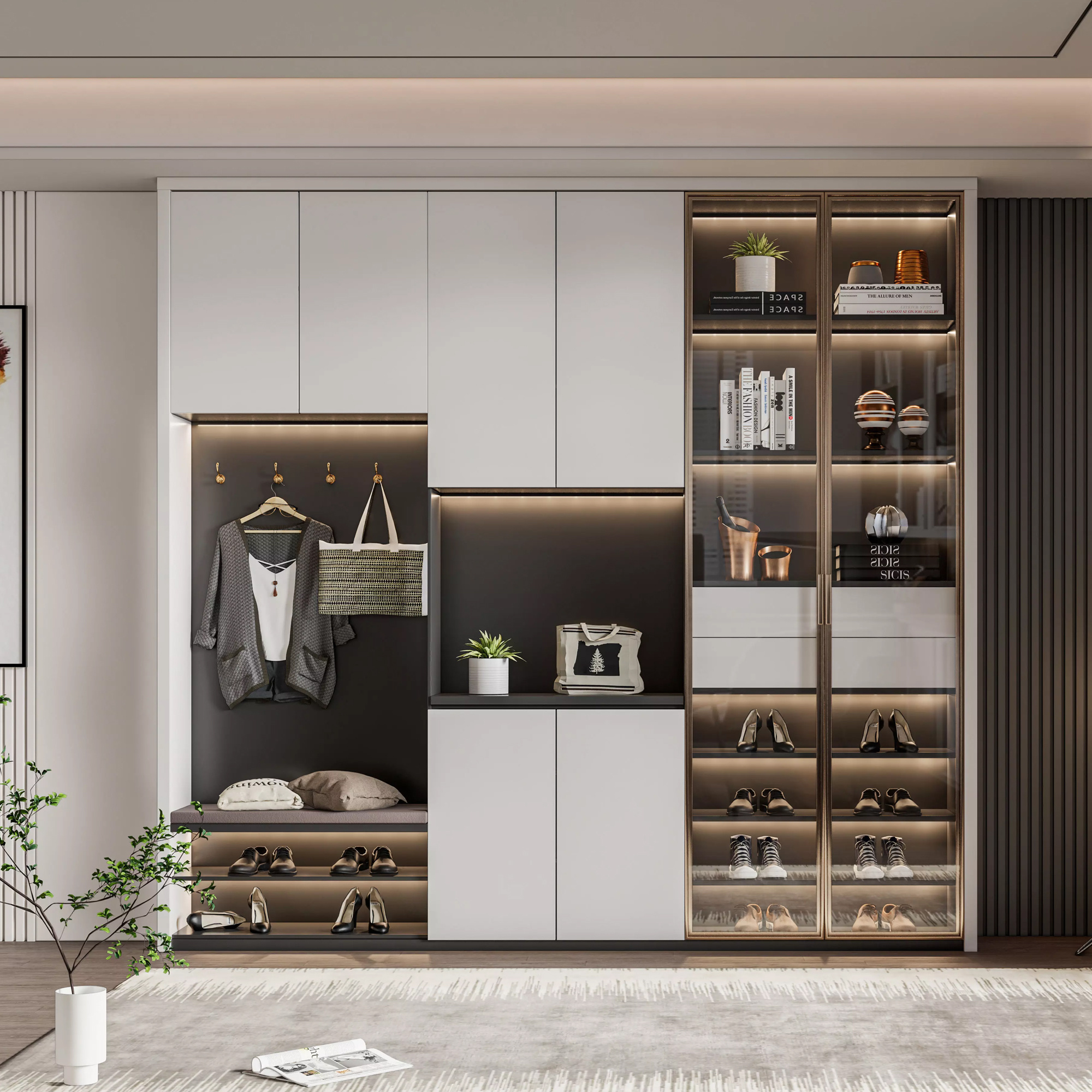 Modern Large Hallway Cupboard Sideboard Storage Unit Cabinet For Coats And Shoes
