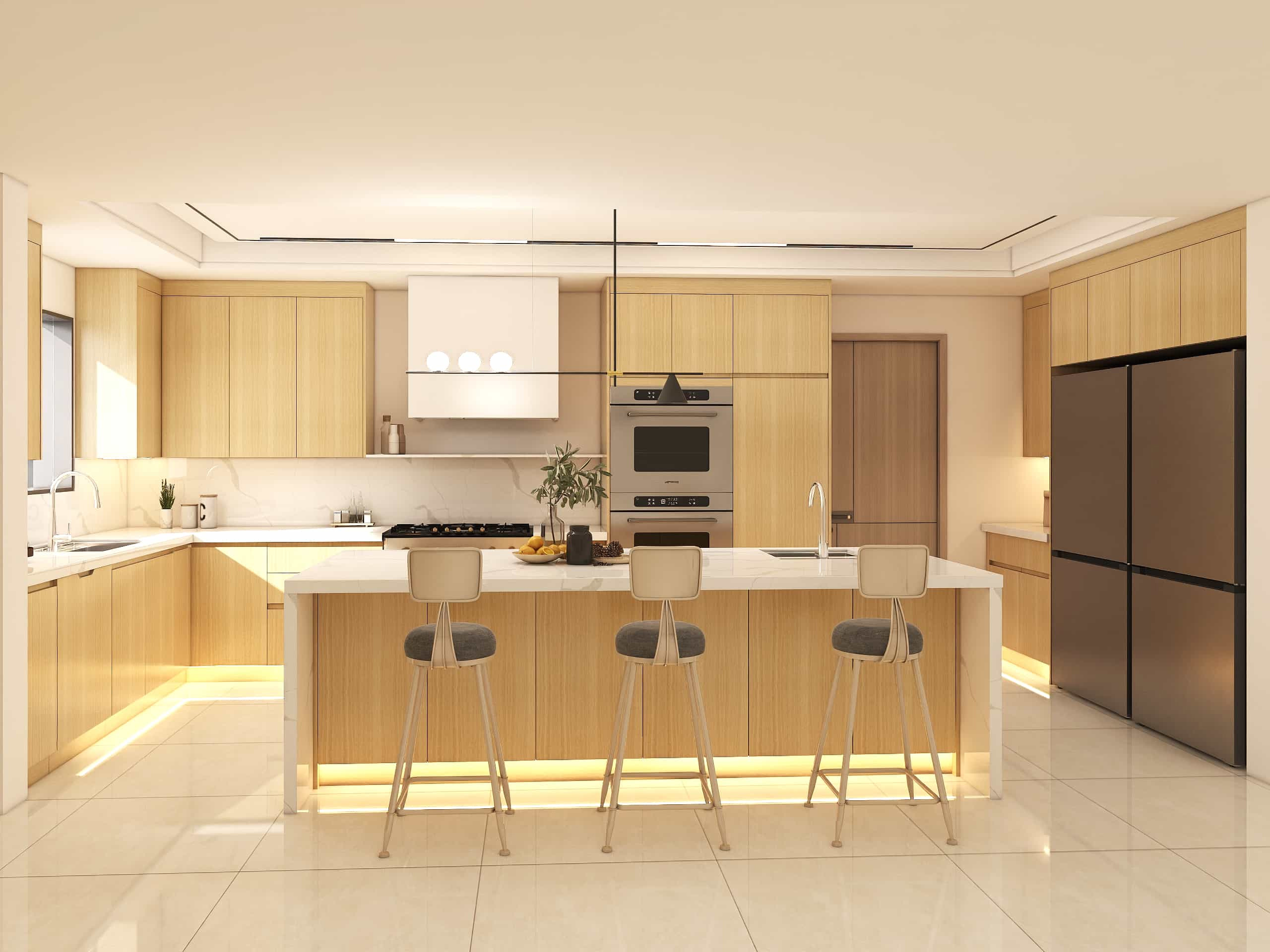 Wood Veneer Kitchen Cabinet