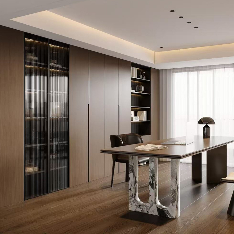 Modern Furniture Tall Book Case Large Wall Bookshelf Cabinet Walnut Bookcase