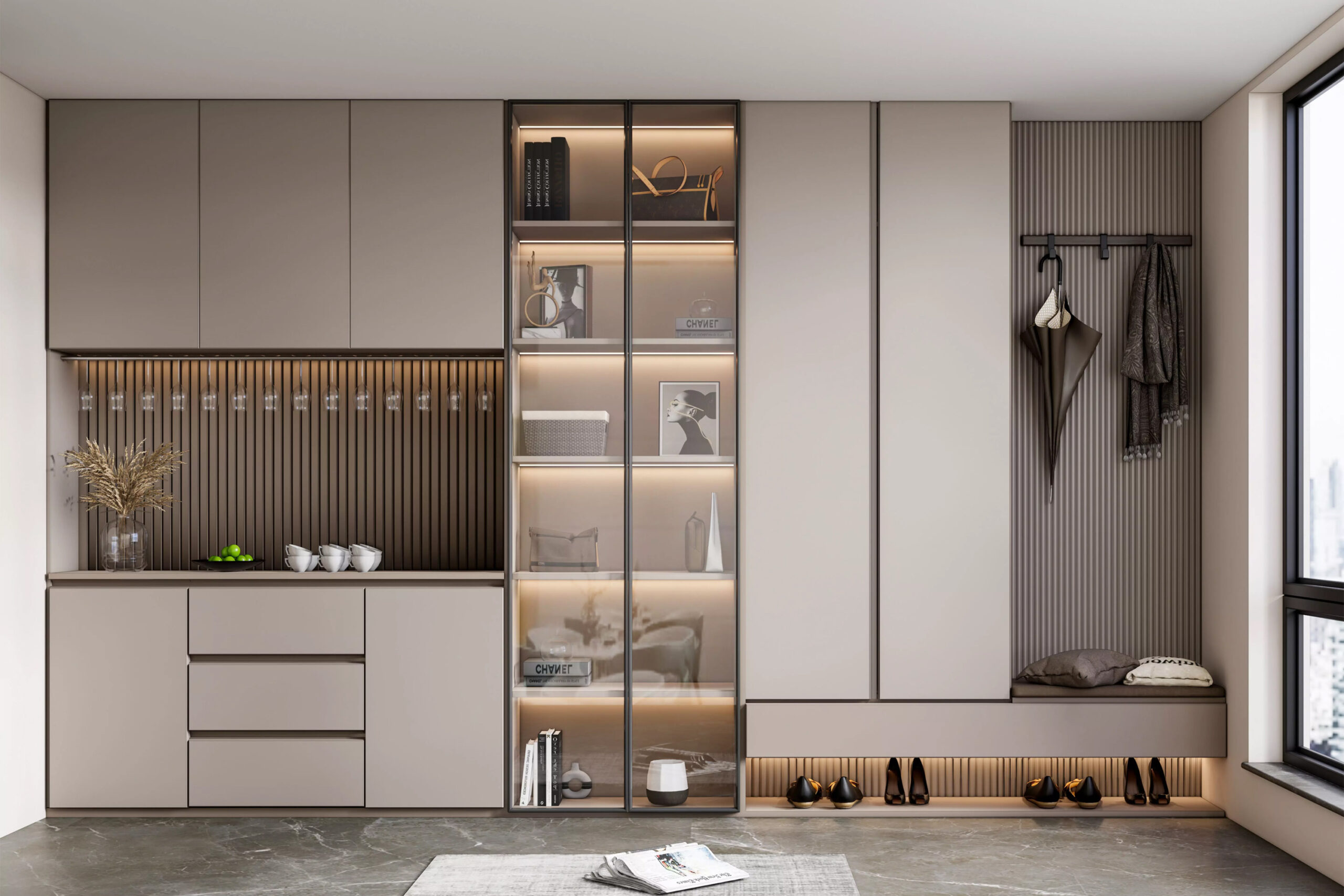 Custom Modern Furniture Front Entrance Way Console Wall Storage Unit Cabinet