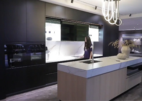 Modern Design Black Matte Lacquer Wood Kitchen Cabinet