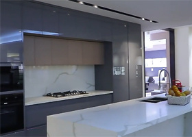 Contemporary Design Gray High Gloss Kitchen Cabinet